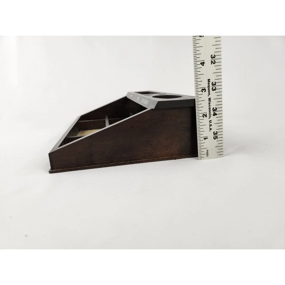 1972 Royal London vtg Wood Valet Jewelry Keys Rings Dresser Desk Organizer japan